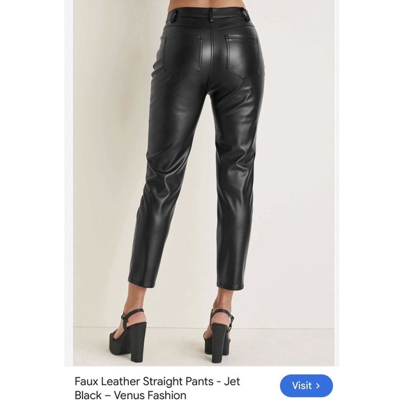 Venus Black Faux Leather Straight Pants Skinny Size 14 #6D - Picture 12 of 12